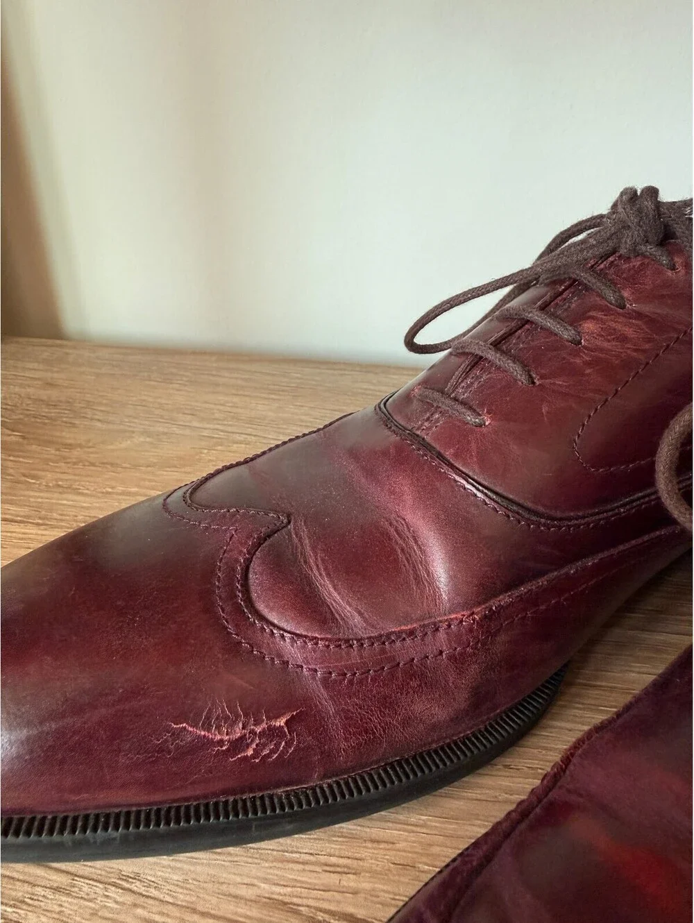 Florsheim Mens 10.5M Burgundy Oxblood Leather Oxford Dress Shoes Classic Preppy